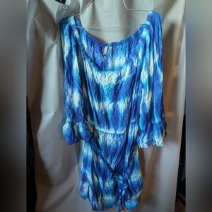 Feathers Blue and White Mini Dress